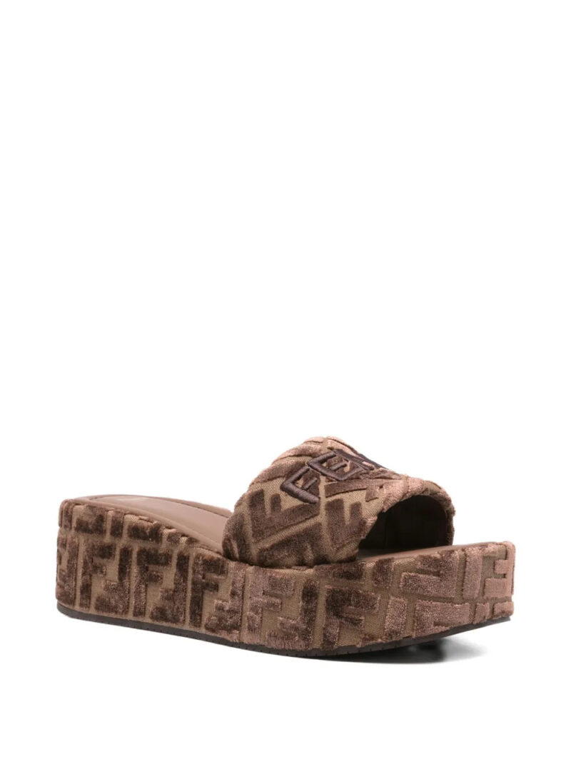 FENDI FF logo platform slides