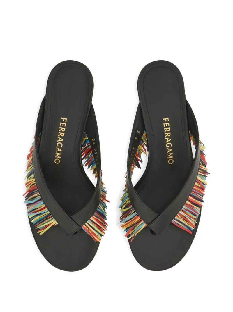 Ferragamo  45mm fringed spherical-heel thong sandals