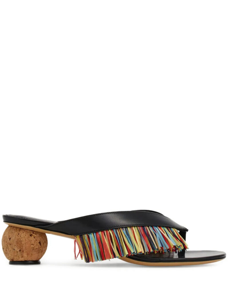 Ferragamo  45mm fringed spherical-heel thong sandals
