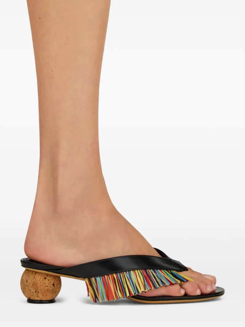 Ferragamo  45mm fringed spherical-heel thong sandals