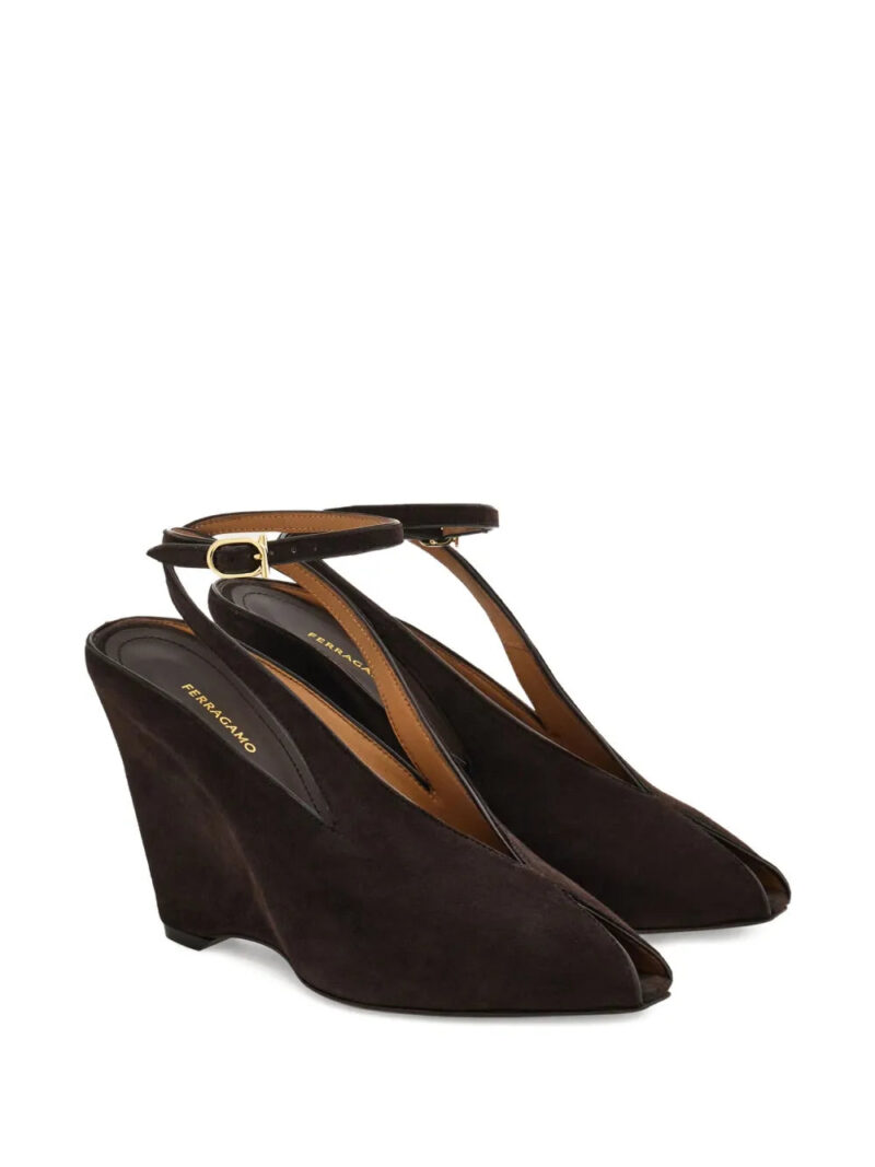 Ferragamo  90mm peep-toe wedge pumps