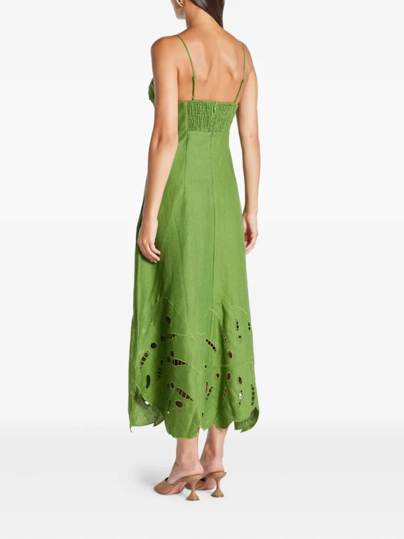 FARM Rio  leaf-applique linen midi dress