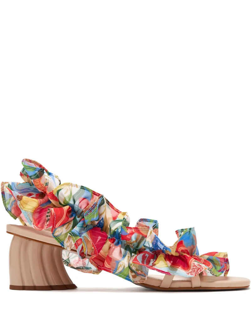 FARM Rio  65mm Ocean View Monstera heeled sandals