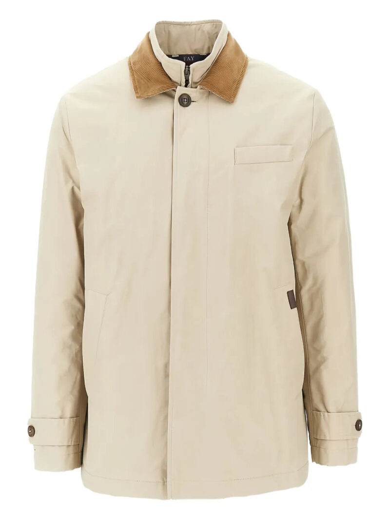 Fay  corduroy-collar long-sleeve jacket