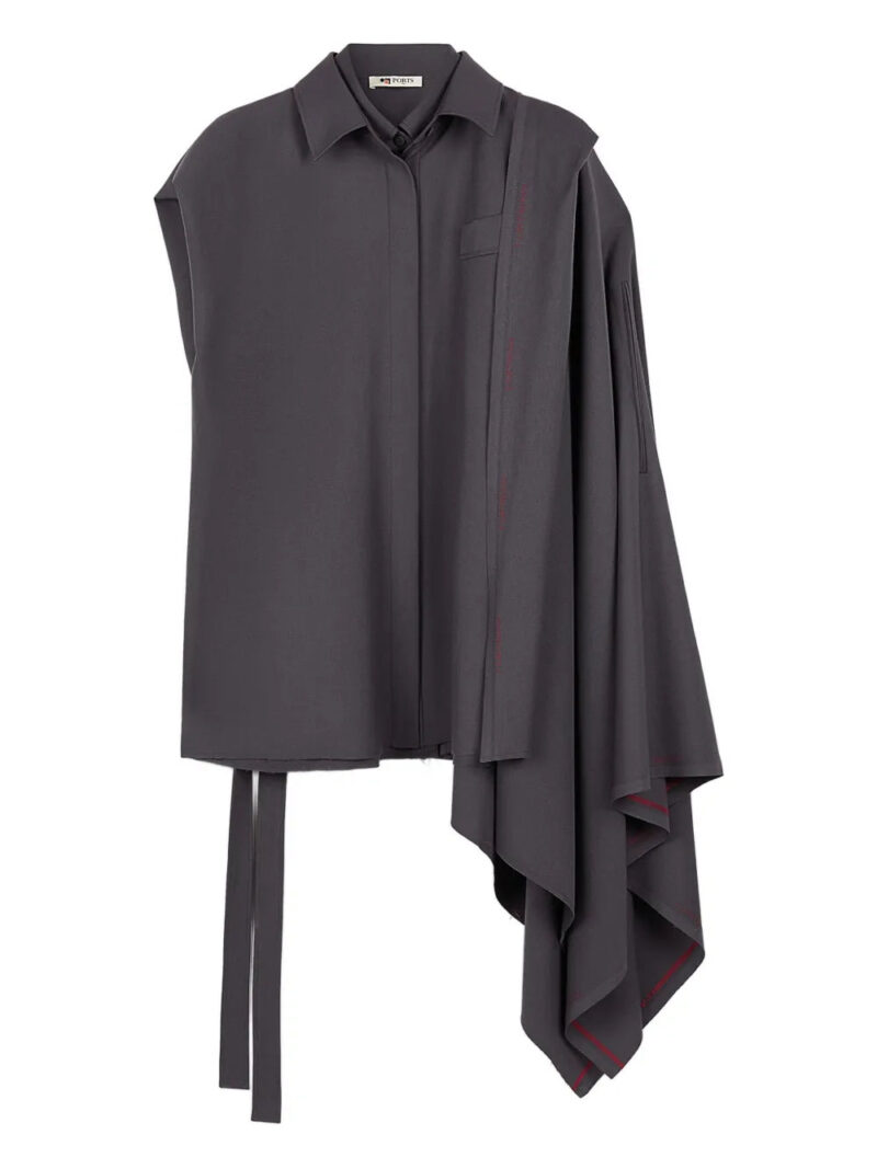 Ports 1961  draped-shoulder wool shirt