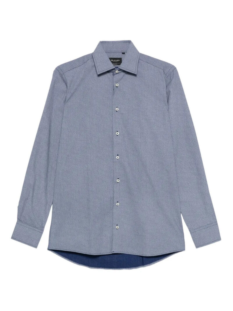 Sand  geometric-print cotton shirt