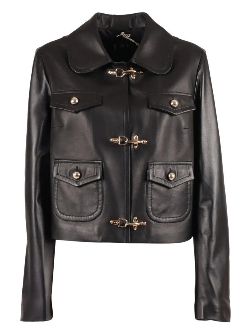 Fay  clasp-fastening leather jacket