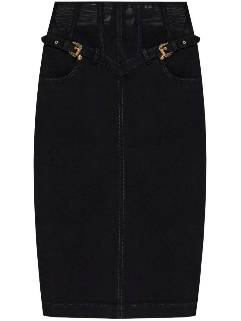 Versace Jeans Couture  Barocco-buckle denim skirt