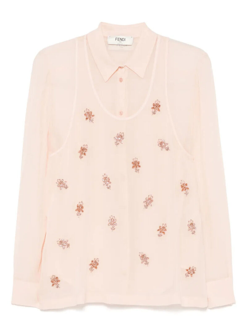 FENDI  embroidered georgette shirt