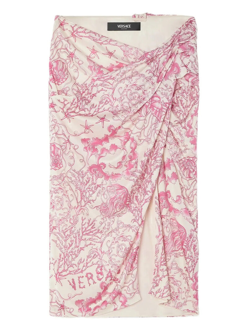 Versace Underwater Barocco draped midi skirt