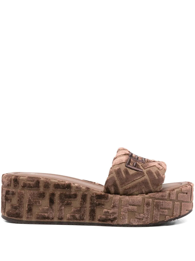 FENDI  FF logo platform slides