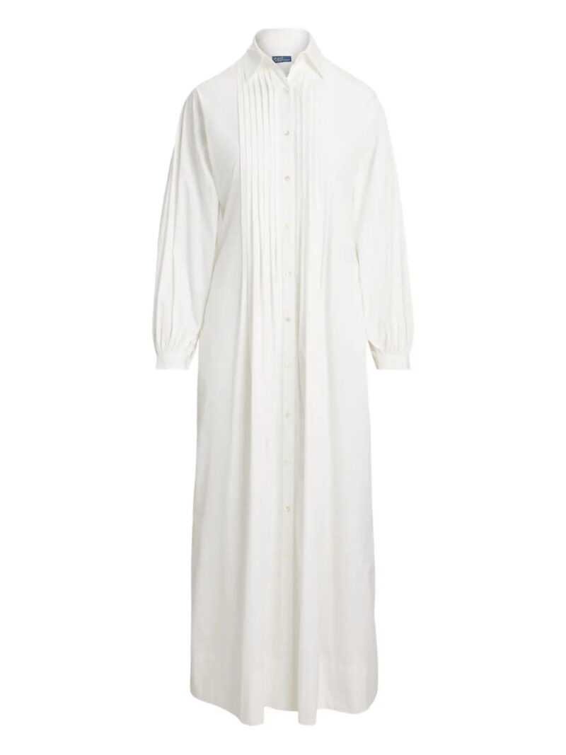 Polo Ralph Lauren  pleated long-sleeve shirt dress
