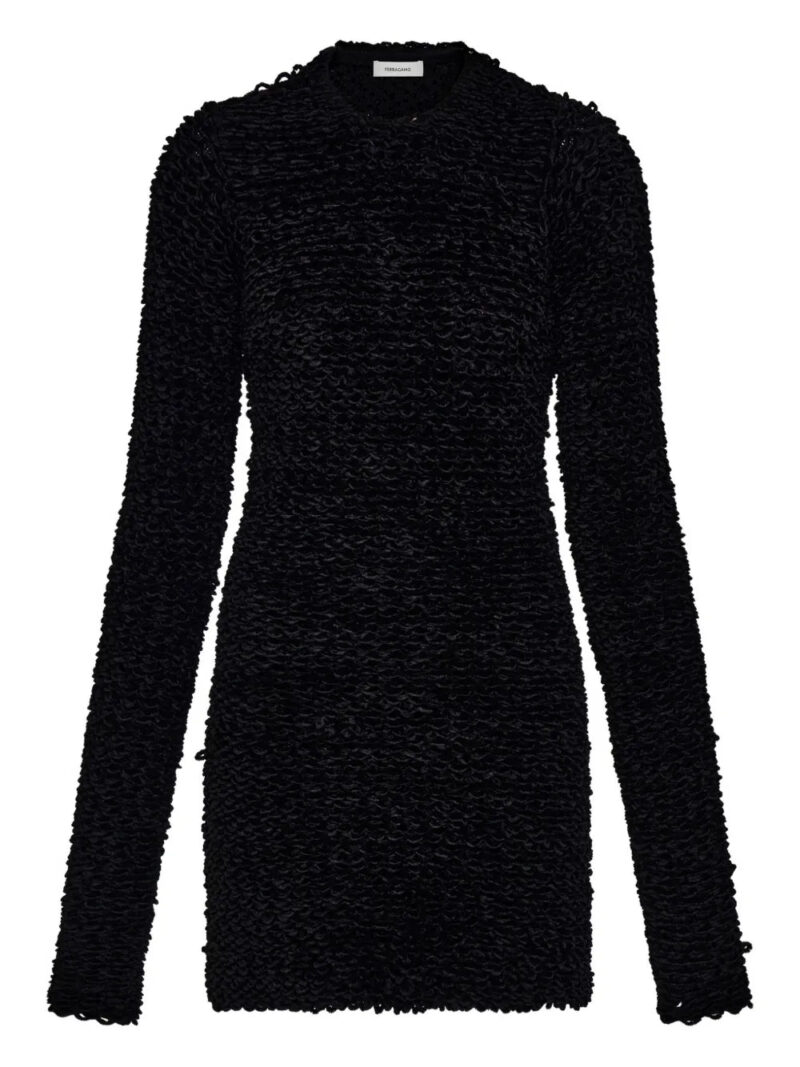 Ferragamo  astrakhan-effect long-sleeve mini dress
