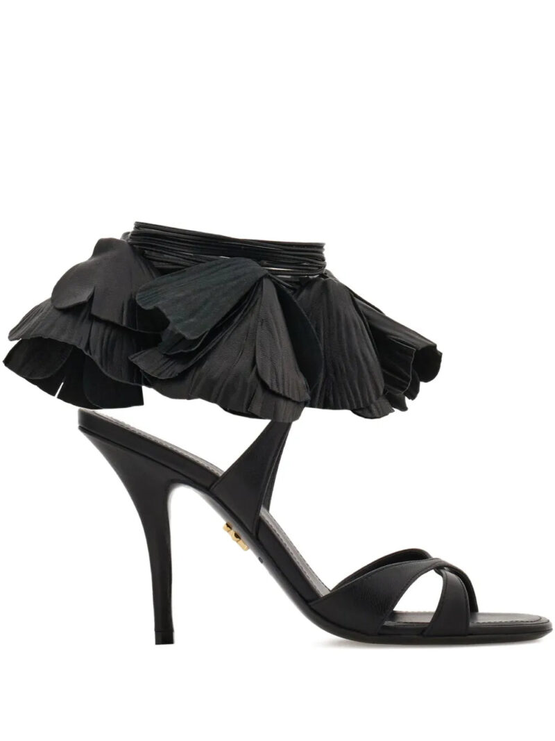 Ferragamo  90mm flower-embellished leather sandals