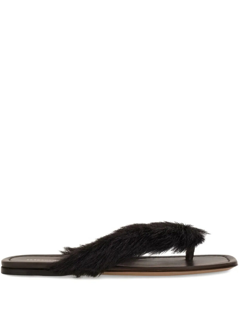 Ferragamo  fur-detail thong sandals