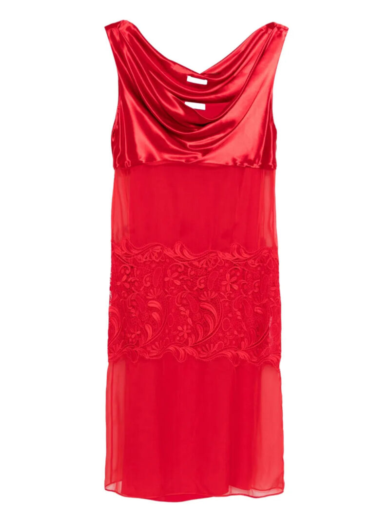 Ferragamo  cowl-neck lace-insert dress