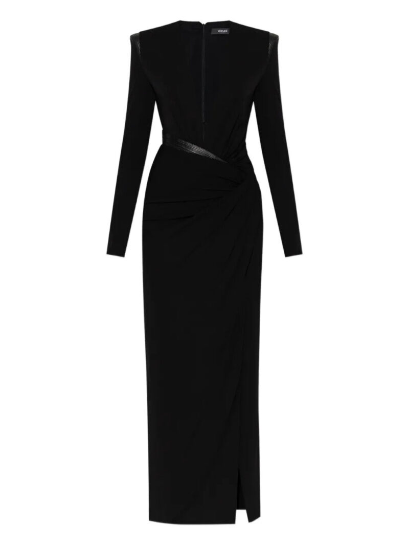 Versace  shoulder-pad slit maxi dress