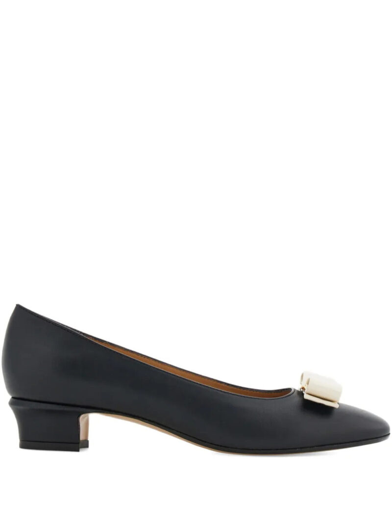 Ferragamo  30mm Vara bow-detail block-heel pumps