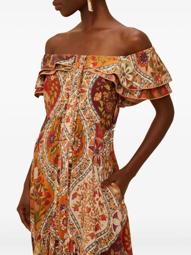 FARM Rio  ruffled floral maxi dress