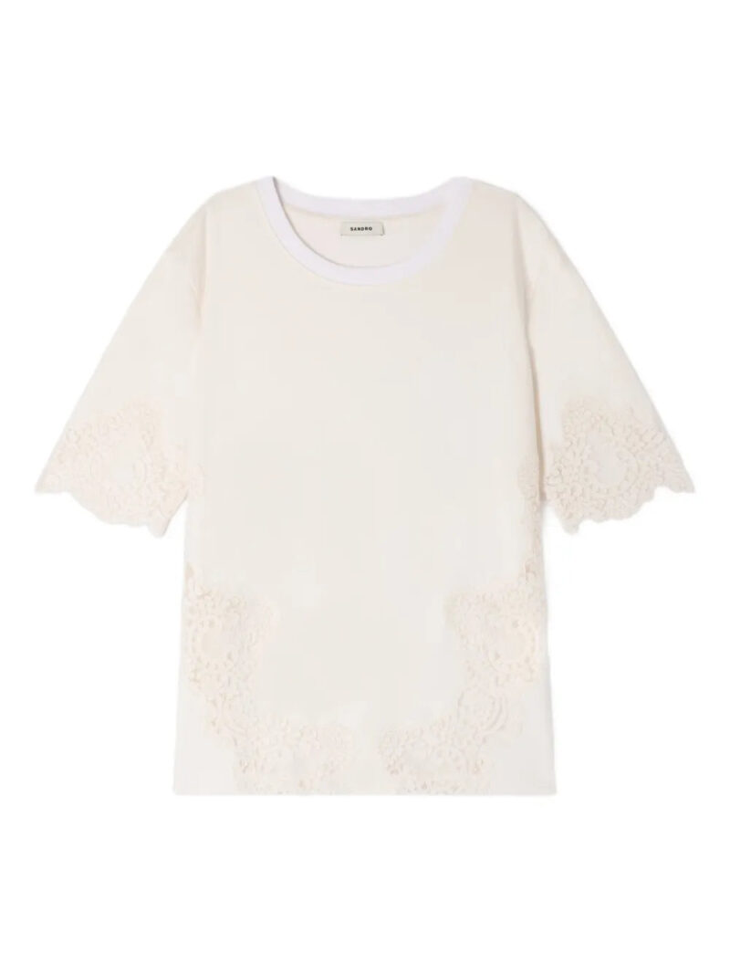 SANDRO  lace-detail short-sleeve T-shirt