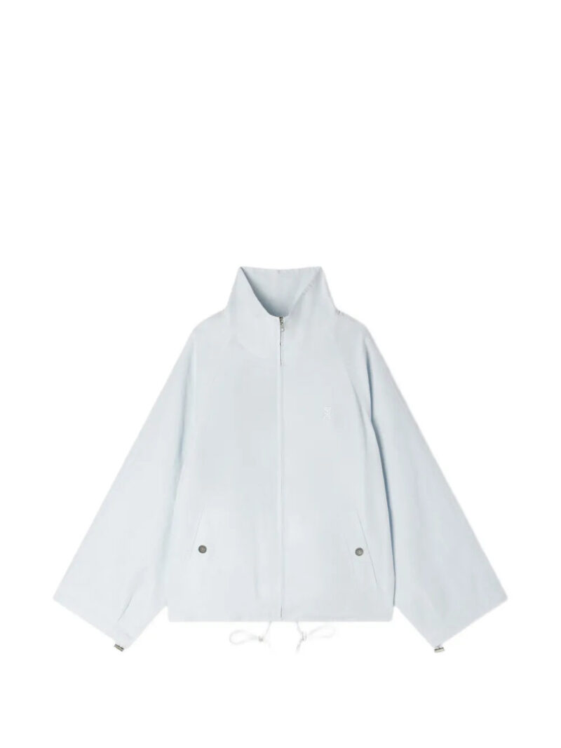 SANDRO  logo-embroidery funnel-neck jacket
