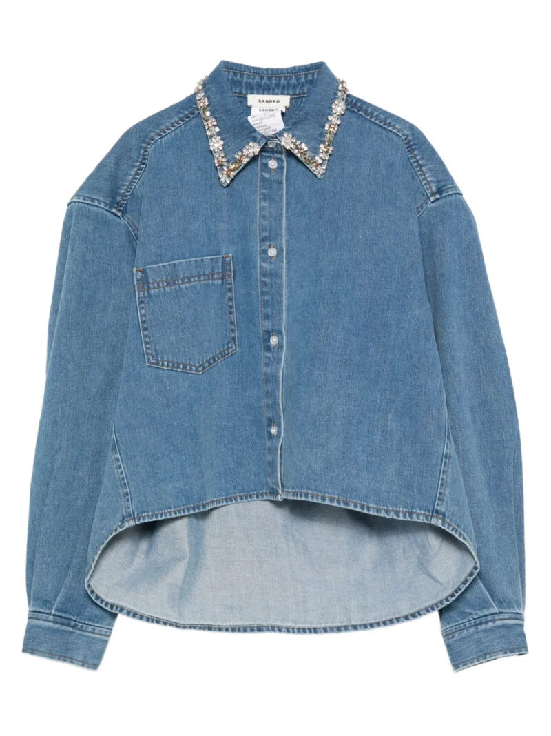 SANDRO  embellished-collar denim shirt