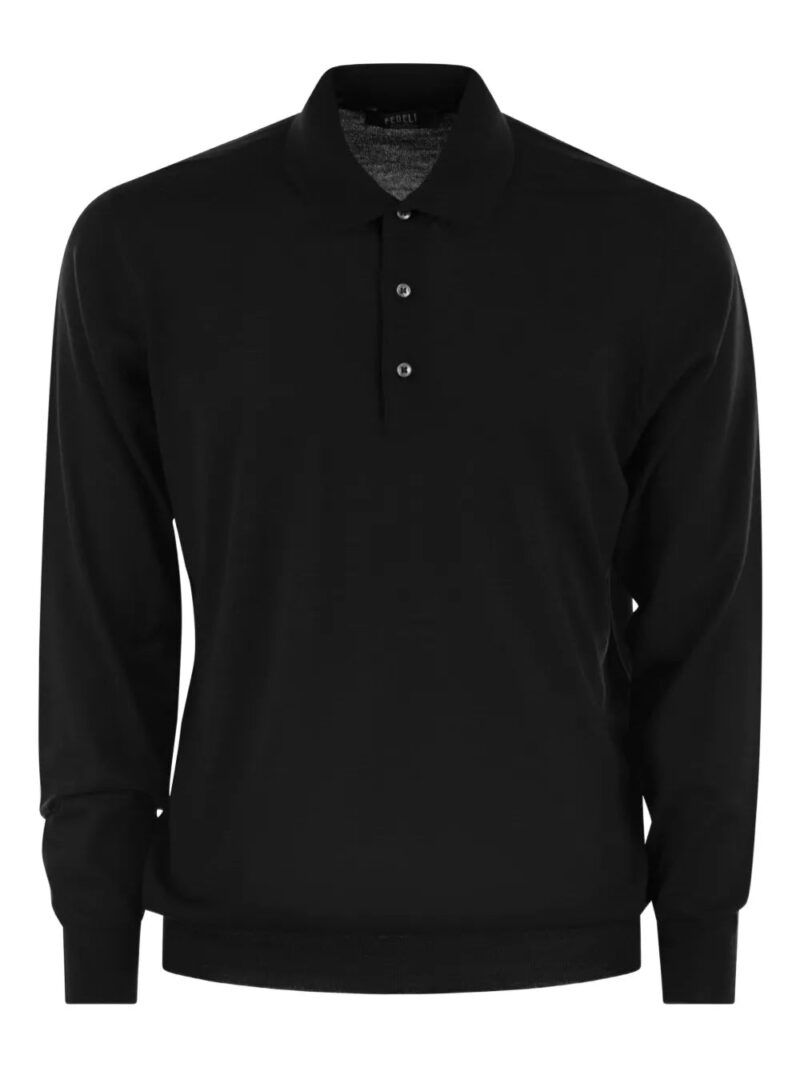 Fedeli  three-button long-sleeve polo shirt