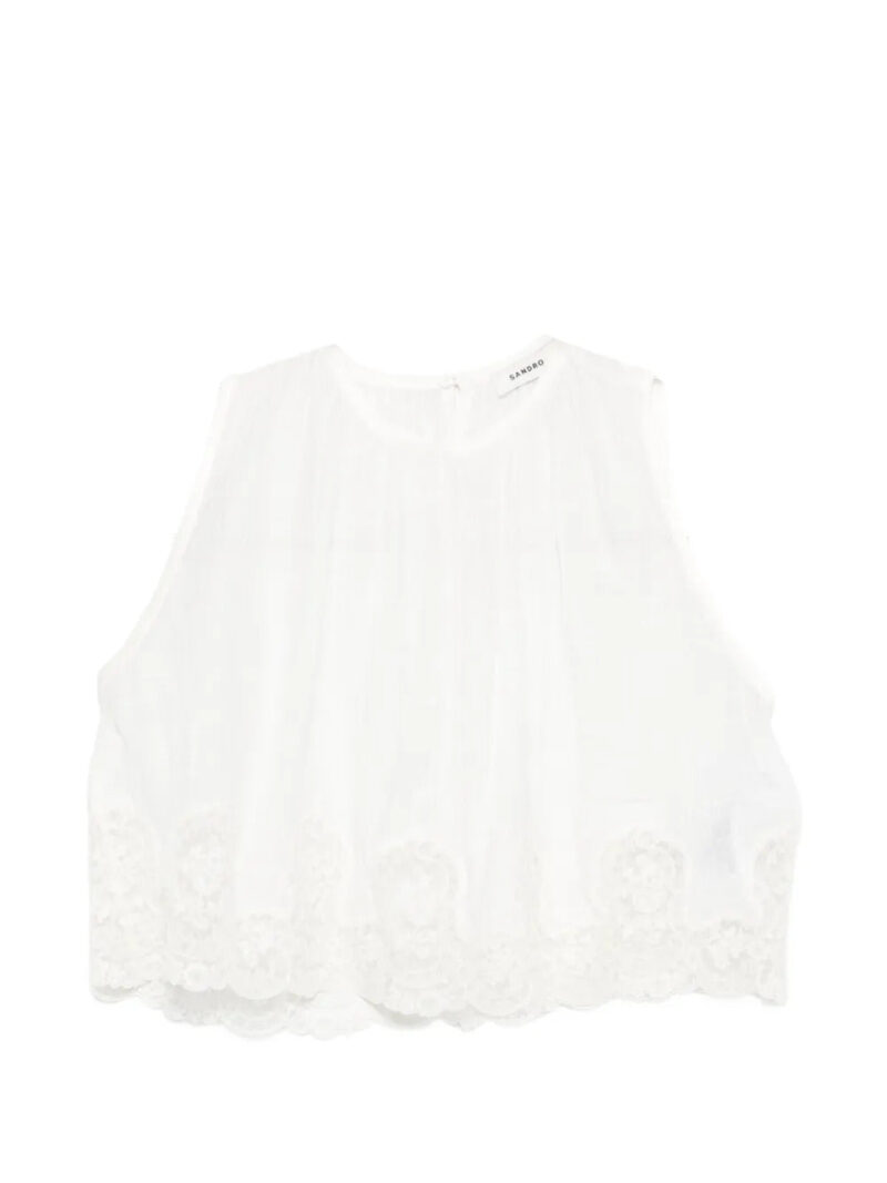 SANDRO  lace-hem blouse