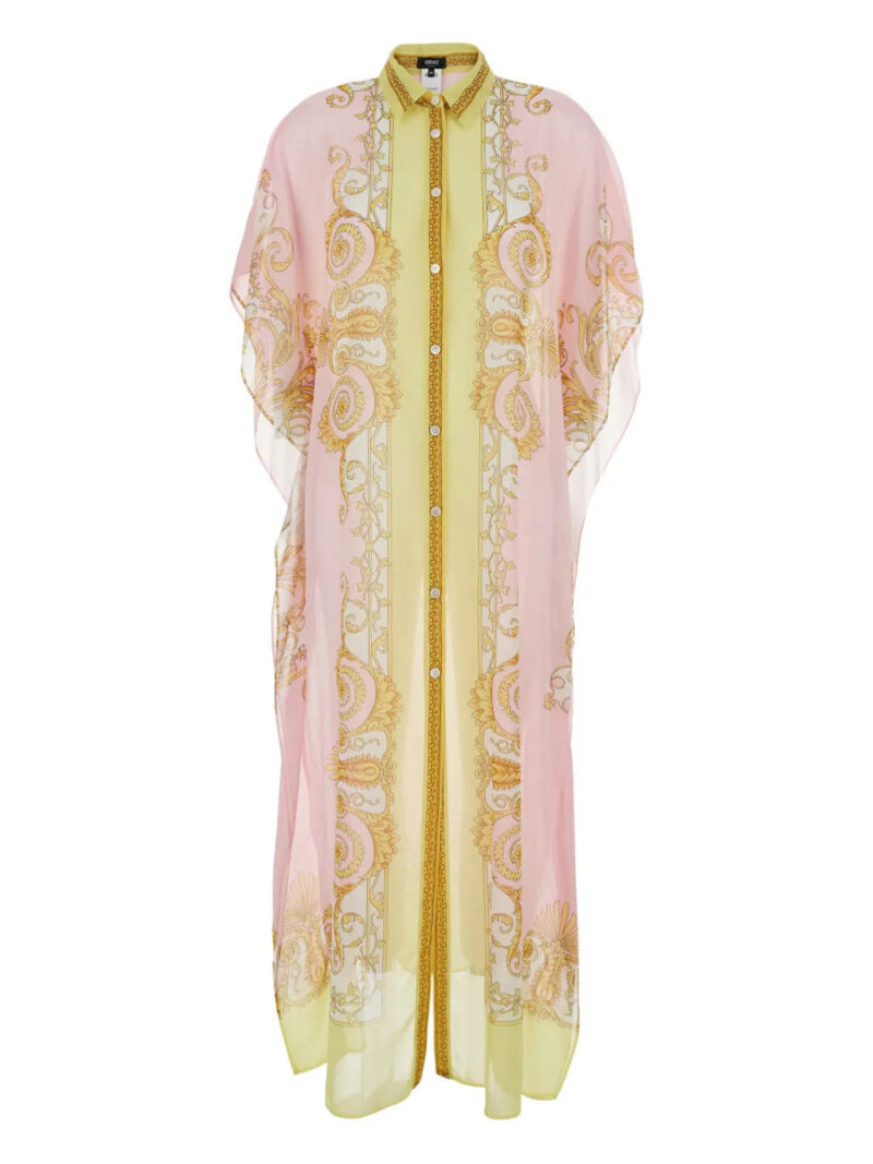 Versace  buttoned Baroque-print dress