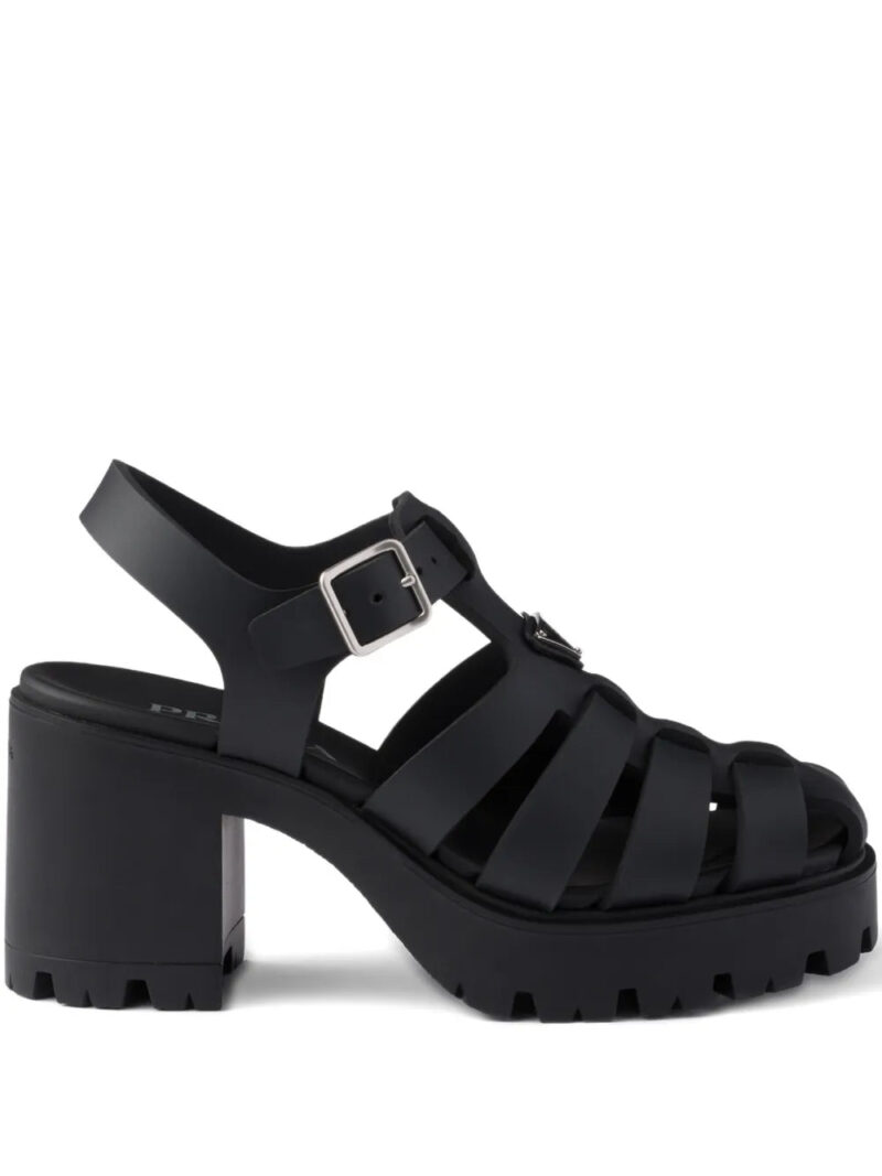 Prada  90mm metal buckle platform sandals