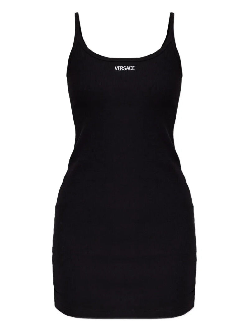 Versace  spaghetti-strap logo mini dress
