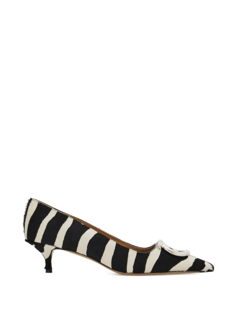 Ferragamo  Maxi Gancini zebra buckle pumps
