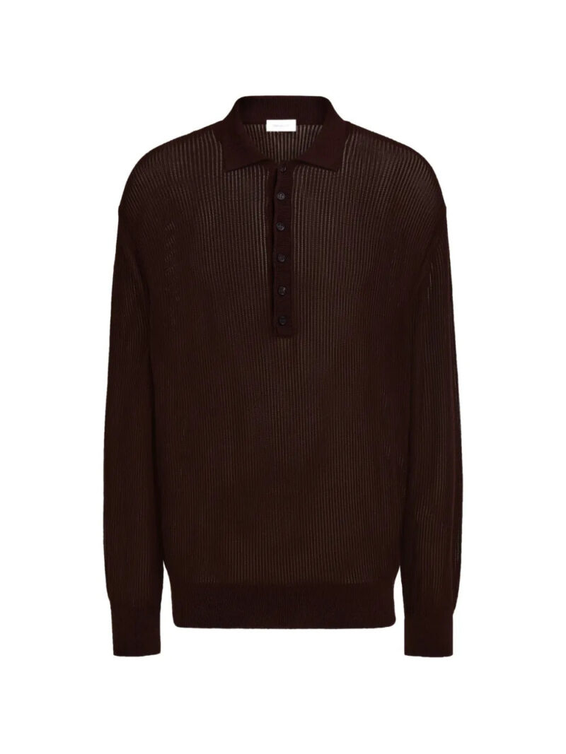 Ferragamo  long sleeve knitted silk polo shirt