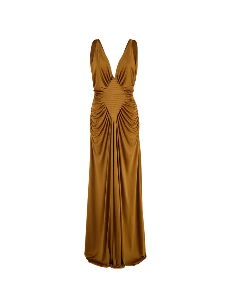 Versace  pleated V-neck gown