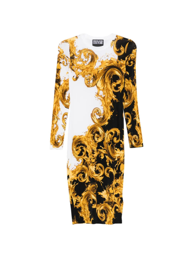 Versace Jeans Couture  Barocco-print long-sleeve midi dress