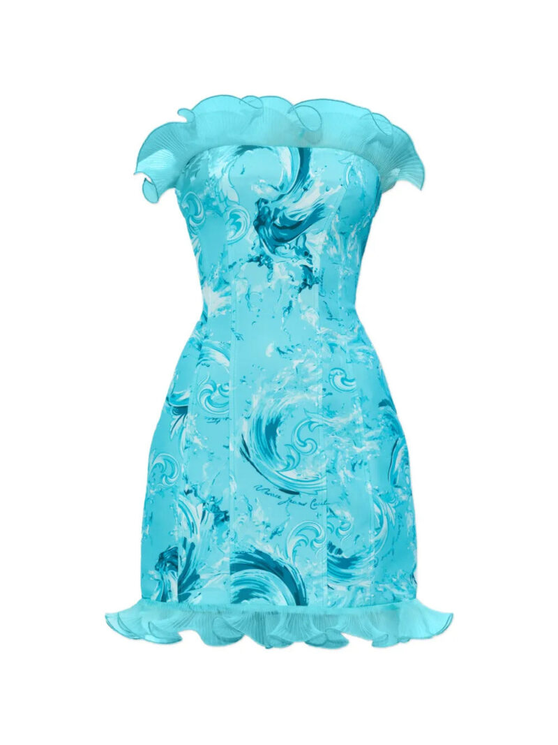 Versace Jeans Couture  off-shoulder patterned mini dress