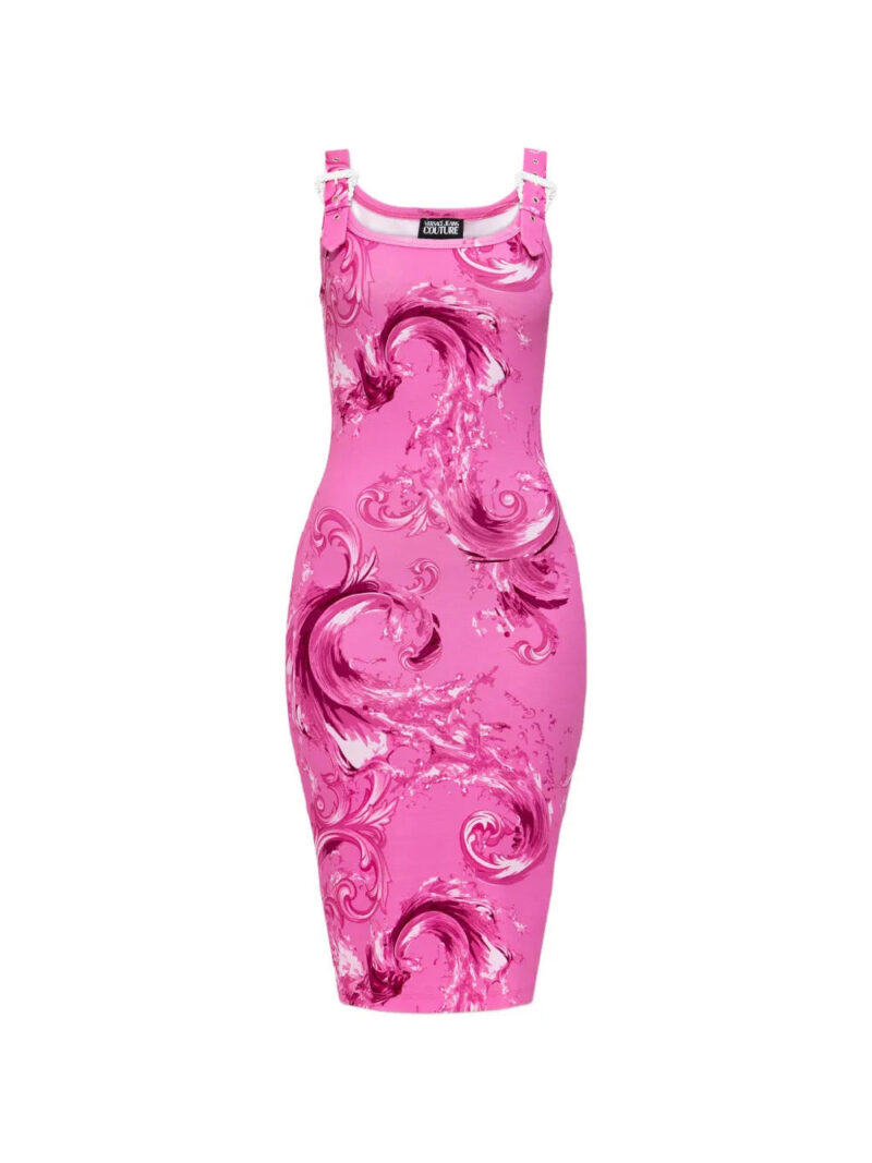 Versace Jeans Couture  Chromo Couture-print buckle-straps midi cotton dress