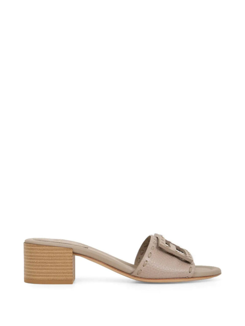 FENDI  Baguette whipstitch-trim heeled sandals