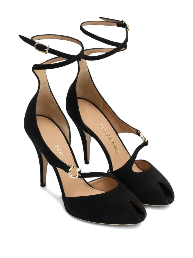 Ferragamo  95mm Molly ankle-wrap peep-toe pumps