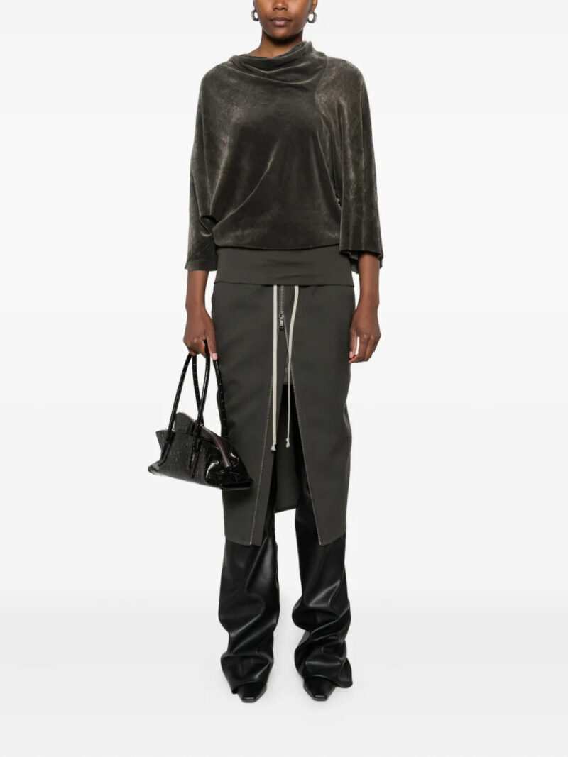 Rick Owens  drawstring zip-front midi skirt