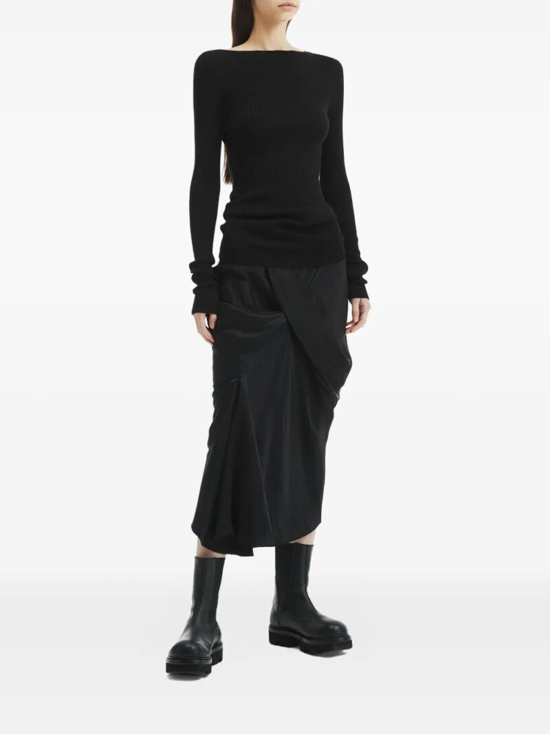 Rick Owens  Seb draped asymmetrical midi skirt