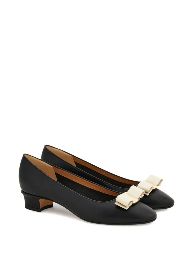 Ferragamo 30mm Vara bow-detail block-heel pumps