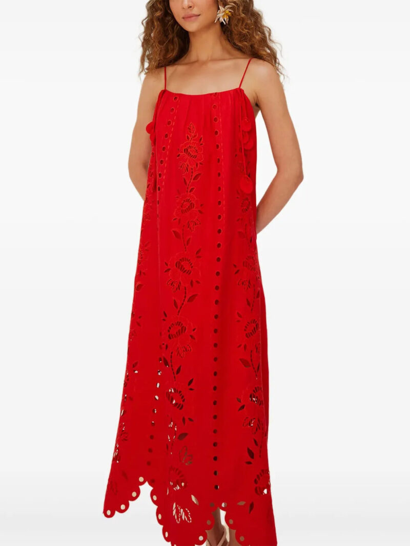 FARM Rio floral-embroidered midi dress