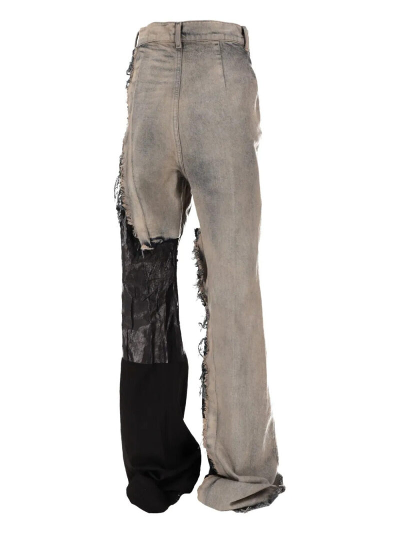 Rick Owens  ripped panelled bootcut jeans