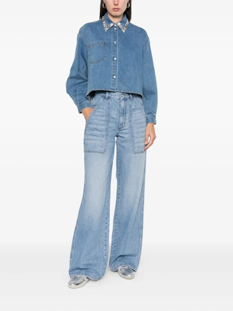 SANDRO embellished-collar denim shirt