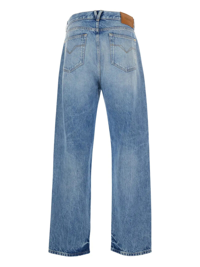 Versace  Medusa buckle cotton wide-leg jeans