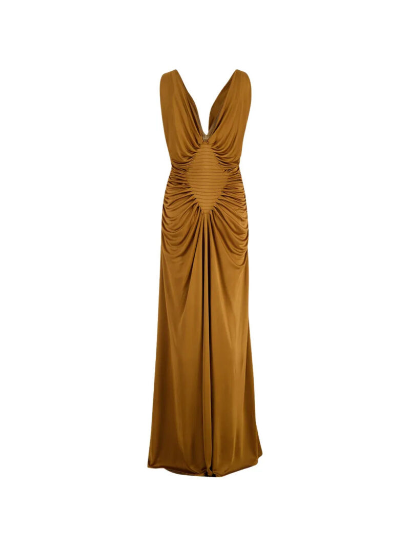 Versace  pleated V-neck gown