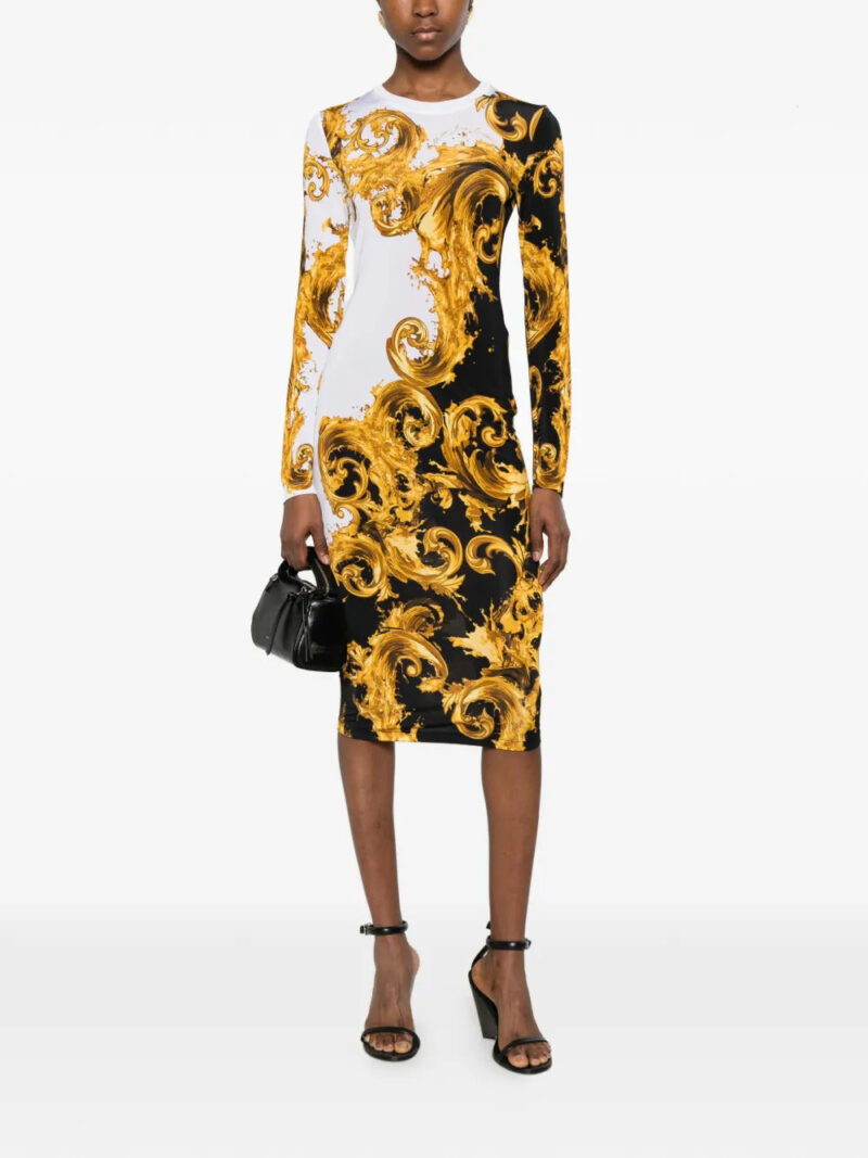 Versace Jeans Couture  Barocco-print long-sleeve midi dress
