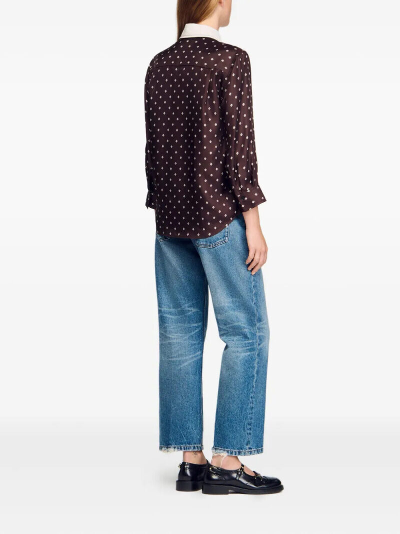 SANDRO  geometric-print tie-neck shirt