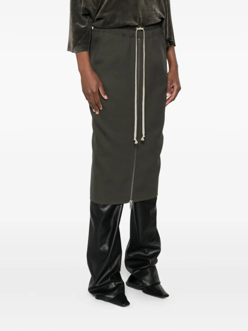 Rick Owens  drawstring zip-front midi skirt